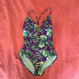 One piece Palm leaf bathing suit